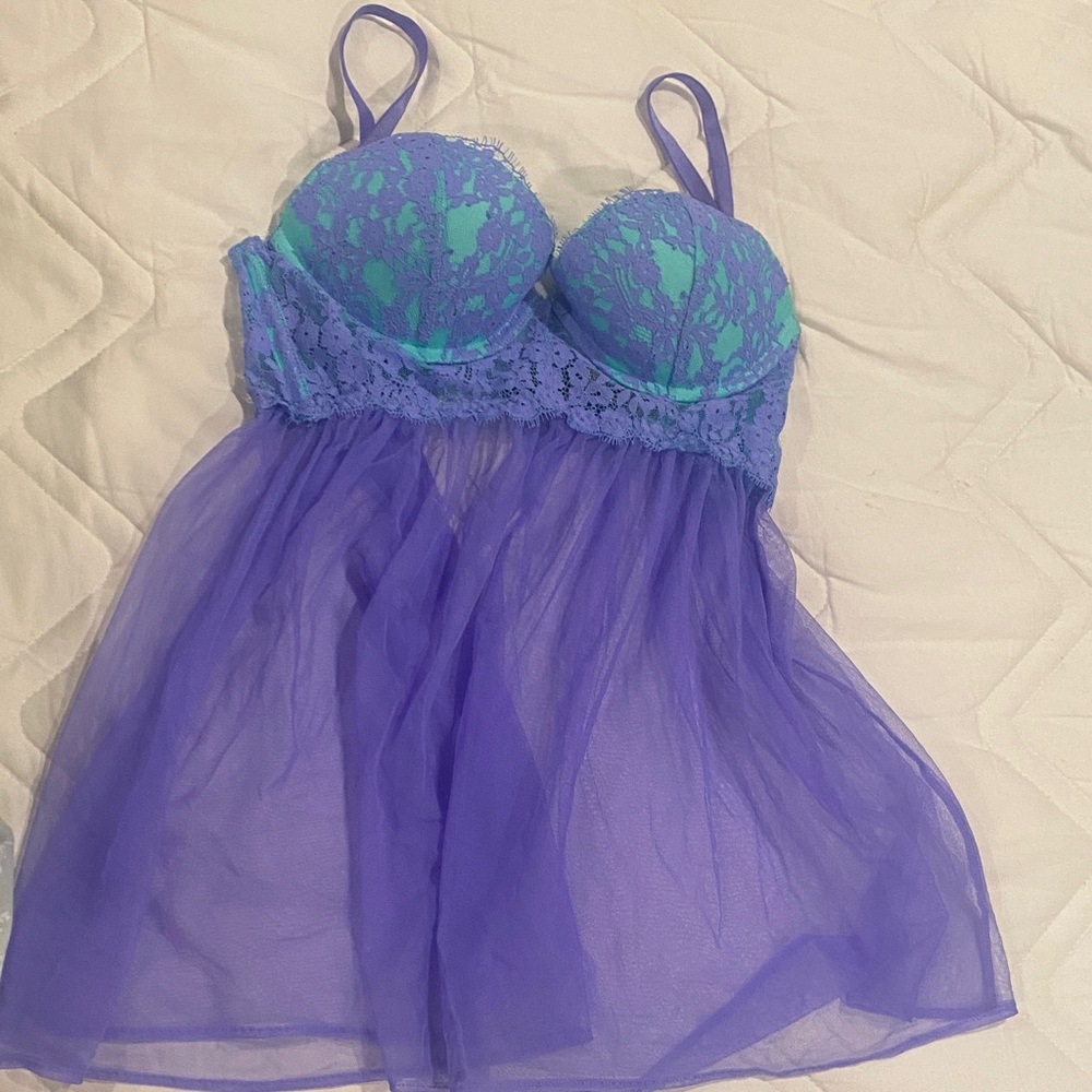 Victoria's secret Elegant Purple and aqua Lace Chemise babydoll